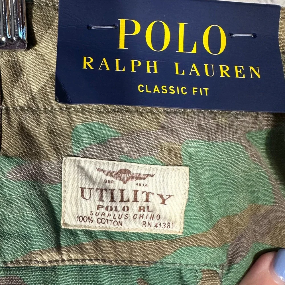 NEW Polo Ralph Lauren Mens Camo Cargo Shorts Classic Fit Surplus Chino Green 48